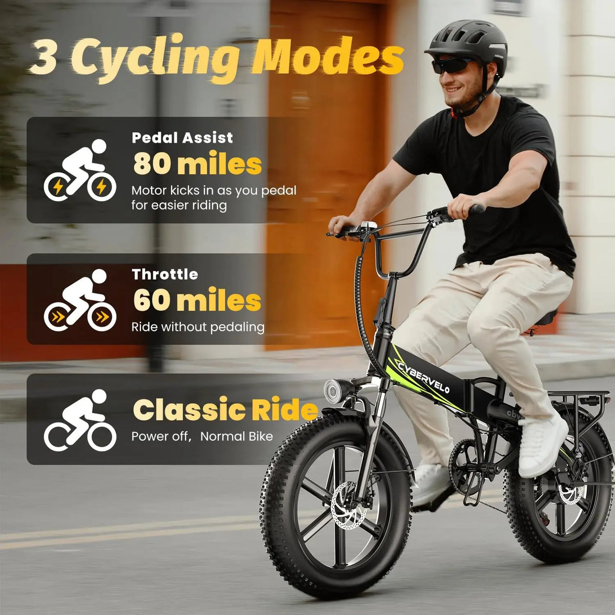 Cybervelo Foldable Off Road Electric Bike With Long Range Battery