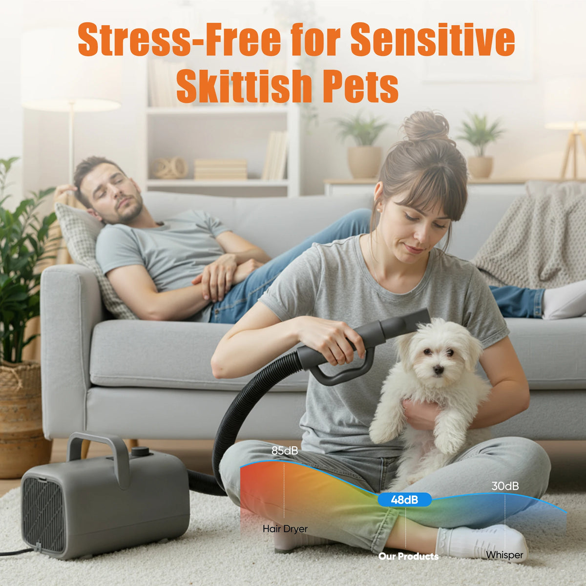 Pet Grooming Vacuum Kit With Blow Dryer And Adjustable Heat