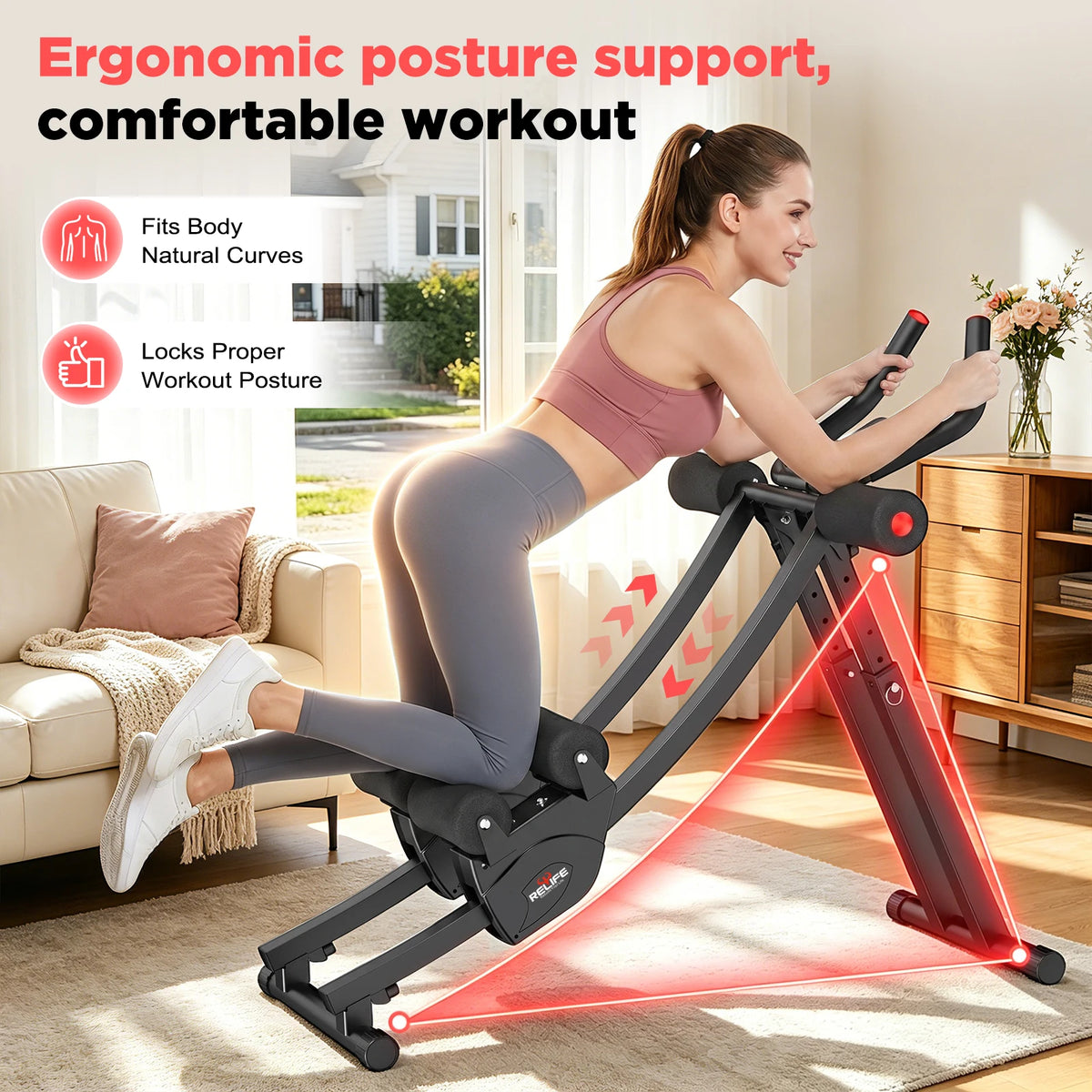 Foldable Dual Track Ab Trainer With Adjustable Resistance LCD Display