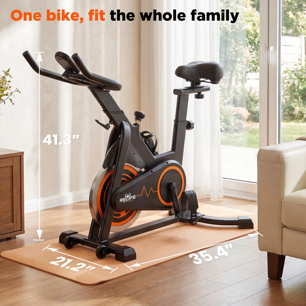 RELIFE Silent Belt Drive Indoor Cycling Bike With LCD Monitor