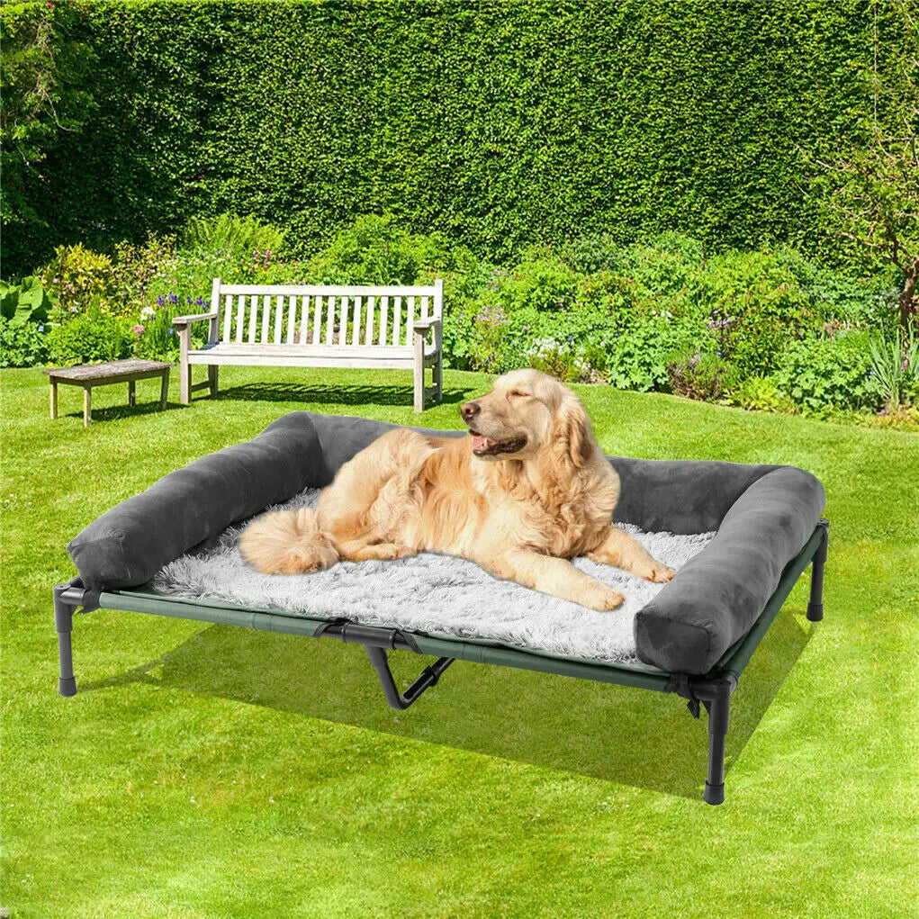 BINGOPAW Elevated Outdoor Indoor Pet Bed Lounger With Detachable Bolster