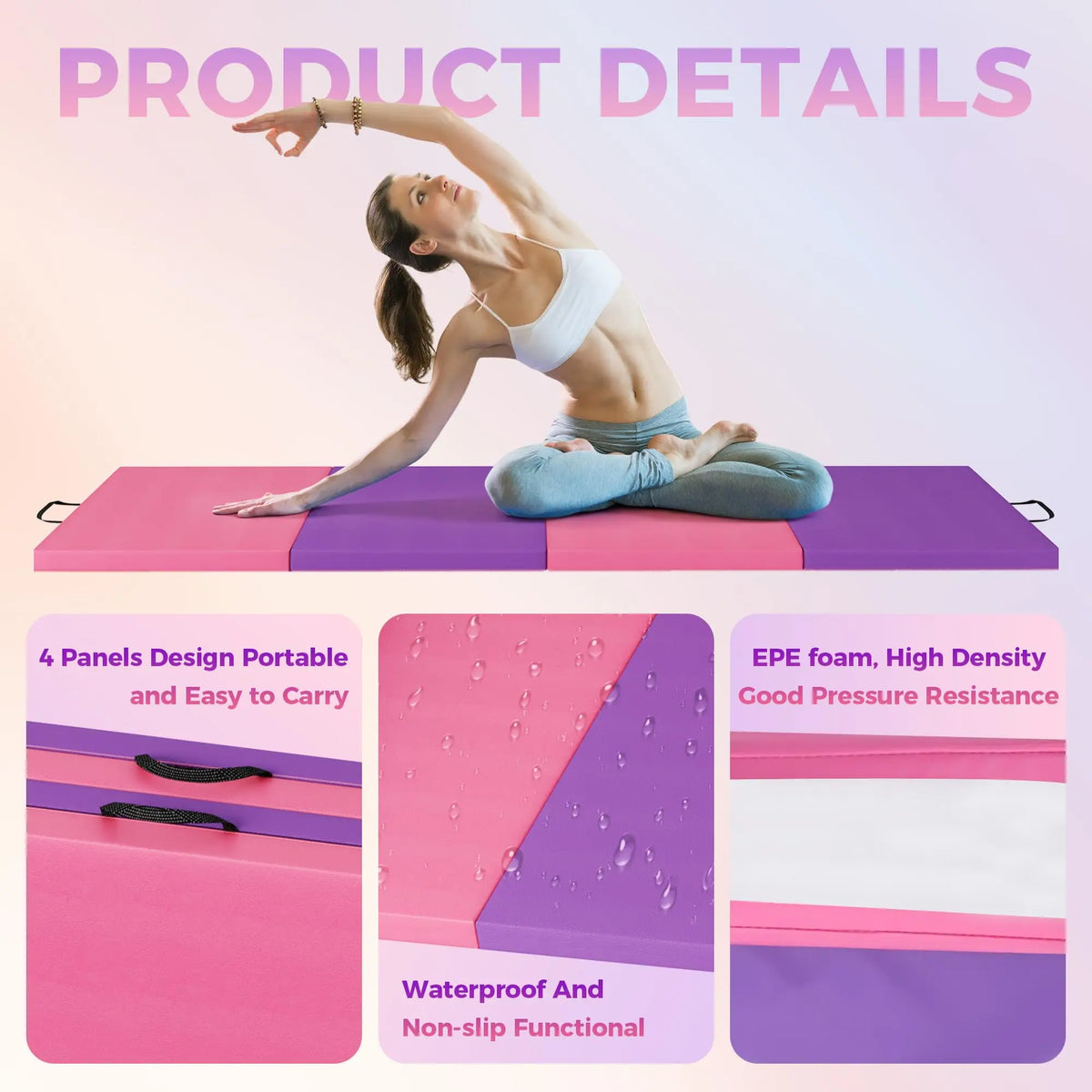 HiMISS Folding Gymnastics Tumbling Mat For Home Fitness And Yoga