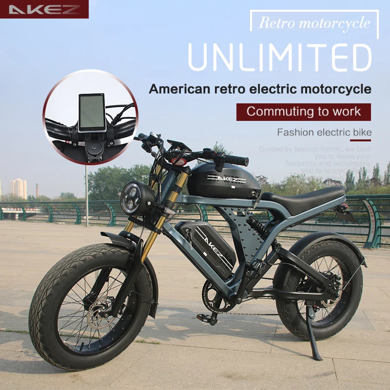 AKEZ King Kong 1500W Fat Tire Electric Bike Dual Suspension