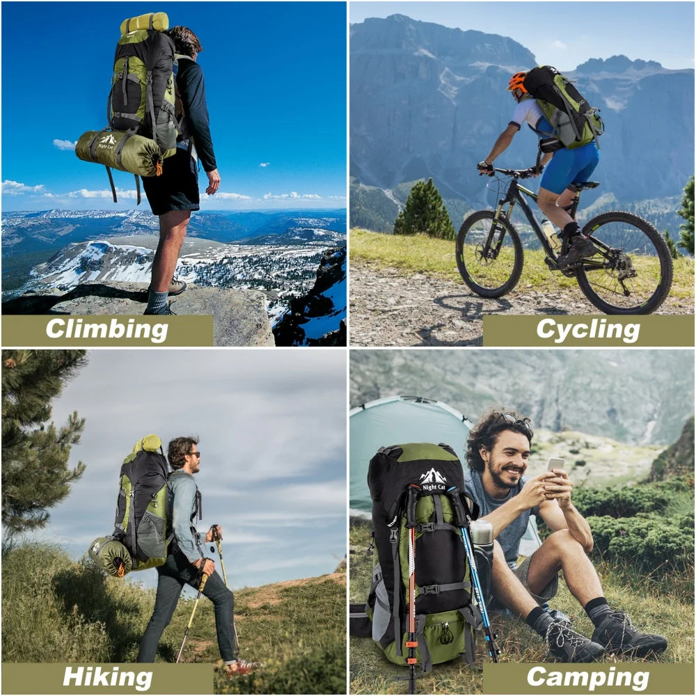 Night Cat Lightweight Hiking Backpack With Rain Cover For Camping