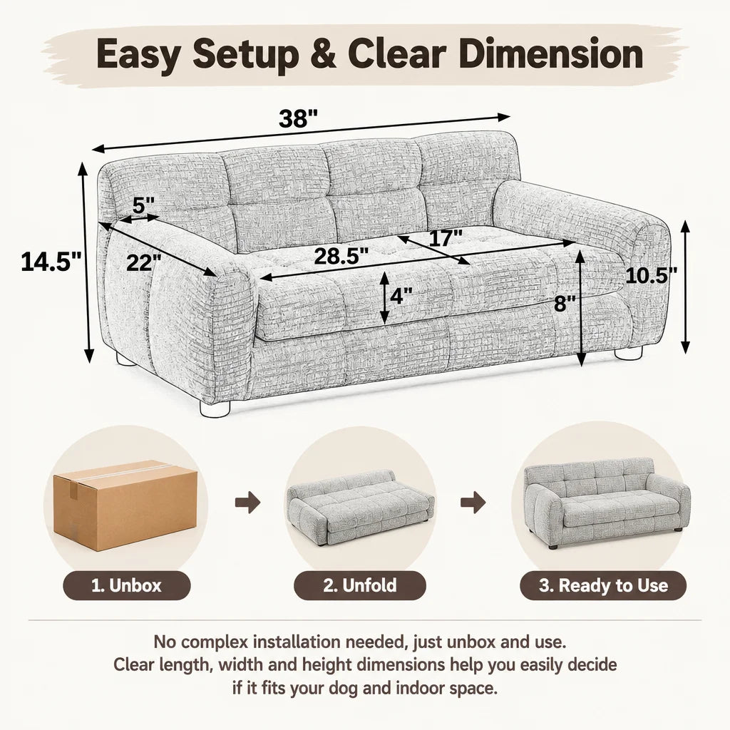 Breathable Dog Sofa Bed With Backrest And Armrests