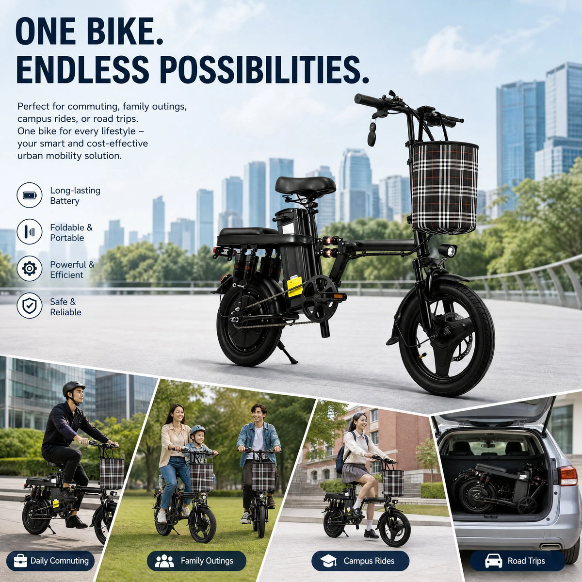 Portable Folding Electric Bike With Lithium Battery And Dual Suspension