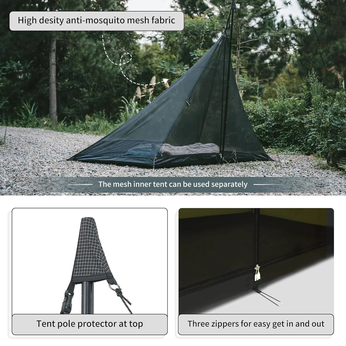 Naturehike Teepee Camping Tent With Chimney Window Flame Retardant Design
