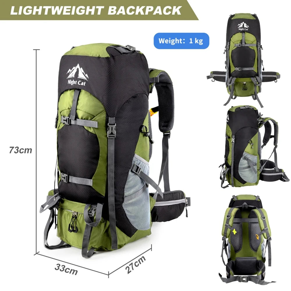 Night Cat Lightweight Hiking Backpack With Rain Cover For Camping