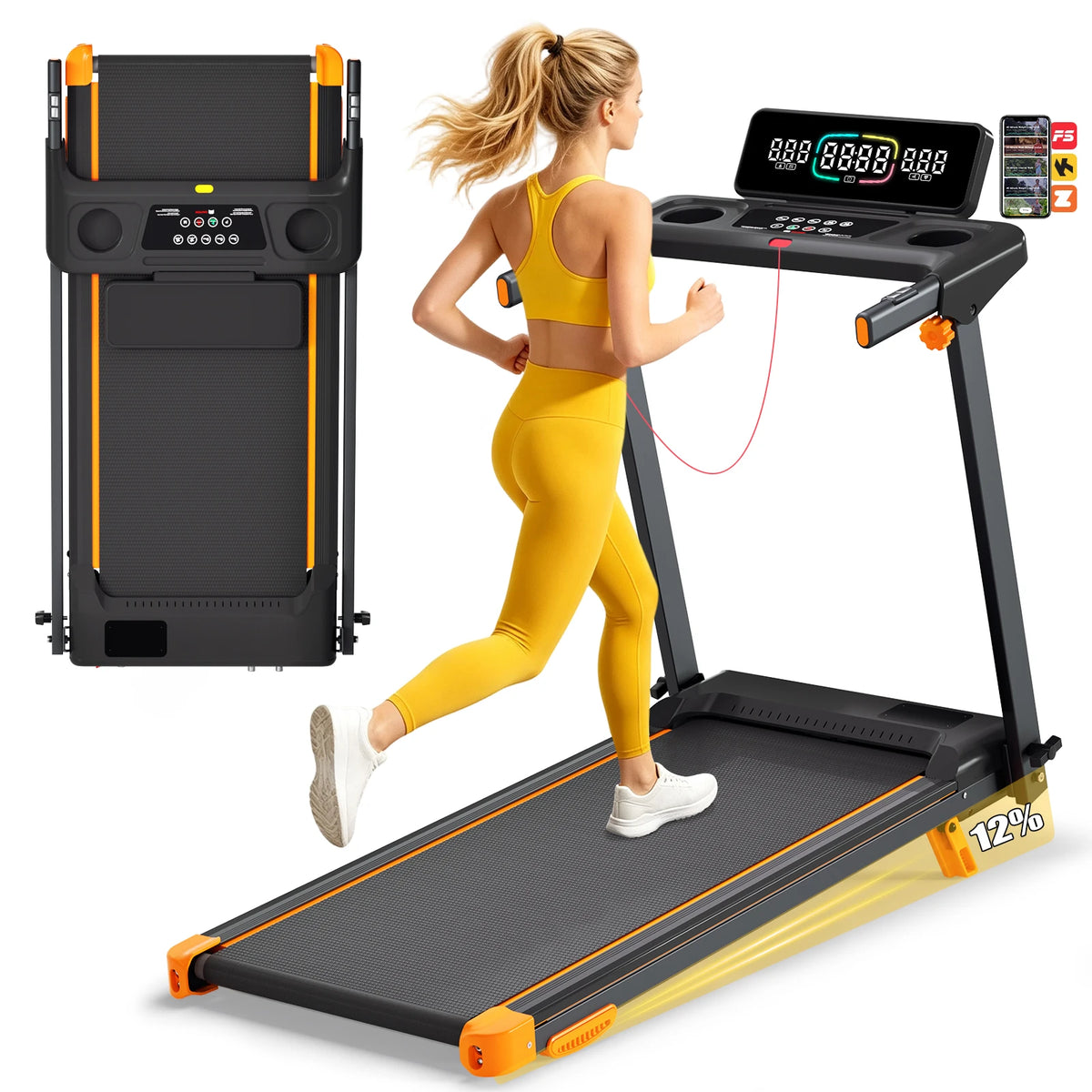 Foldable 3-in-1 Walking Pad Treadmill With Incline And HIIT Modes