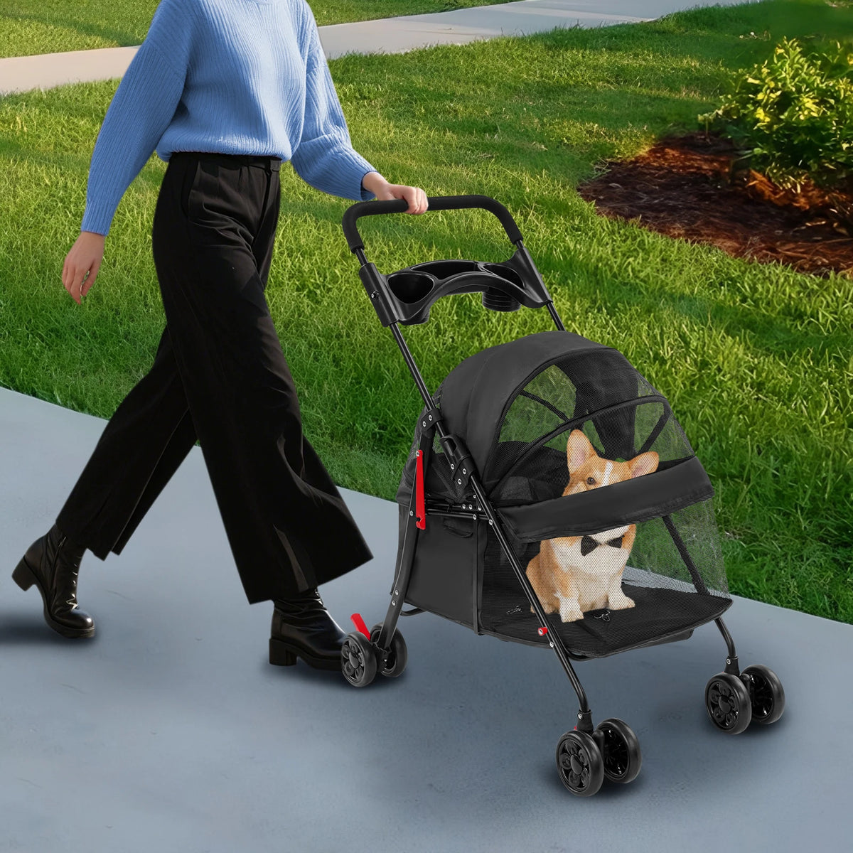Bymaocar Foldable Pet Stroller Cart for Dogs and Cats