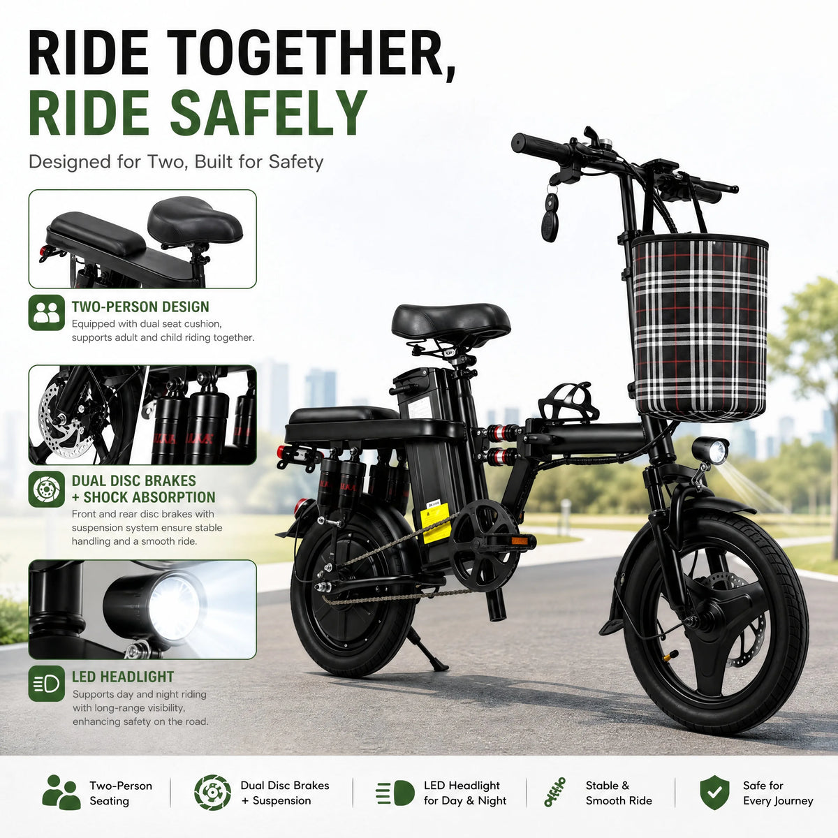 Portable Folding Electric Bike With Lithium Battery And Dual Suspension