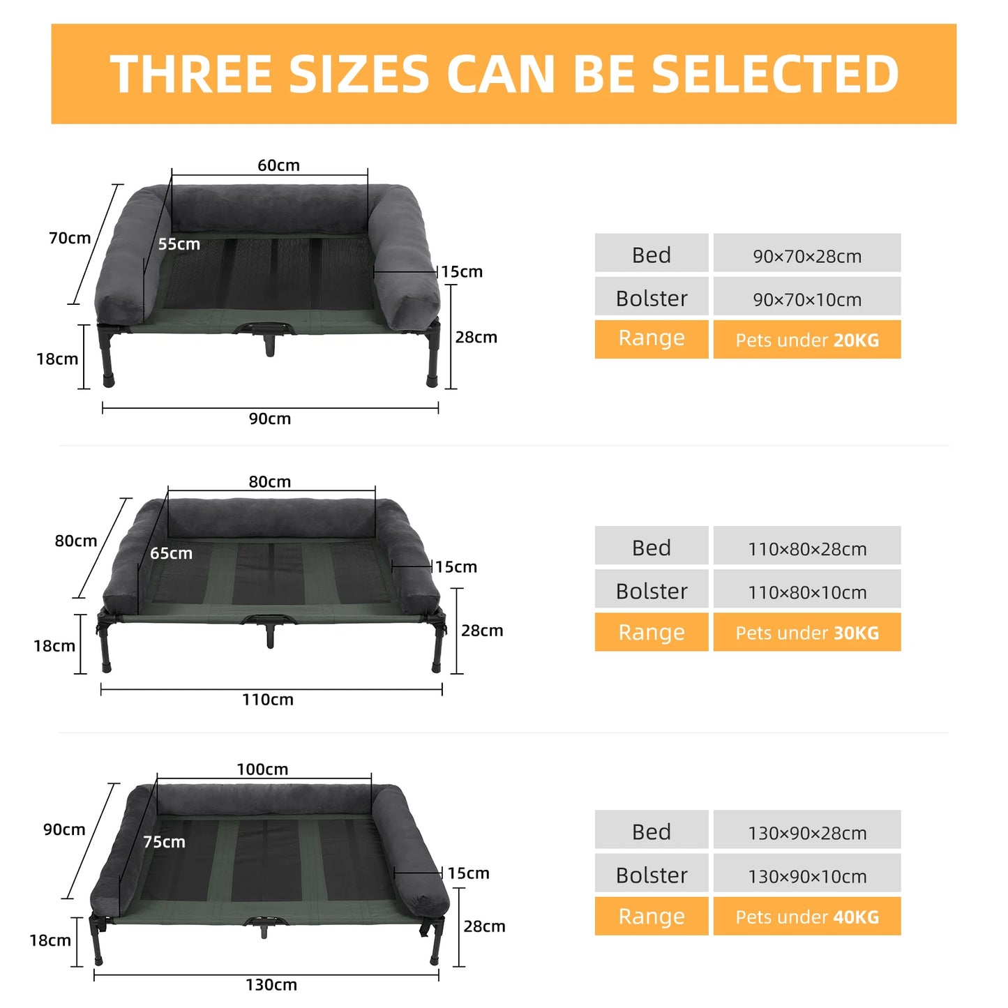 BINGOPAW Elevated Outdoor Indoor Pet Bed Lounger With Detachable Bolster
