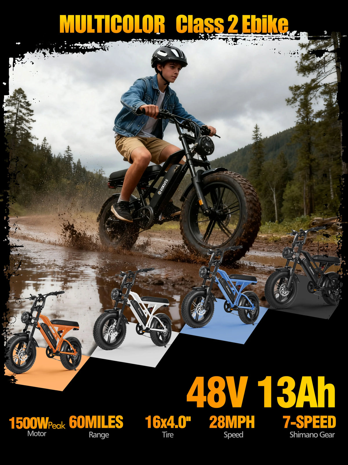 ESKUTE V100 Electric Dirt Bike With Dual Suspension
