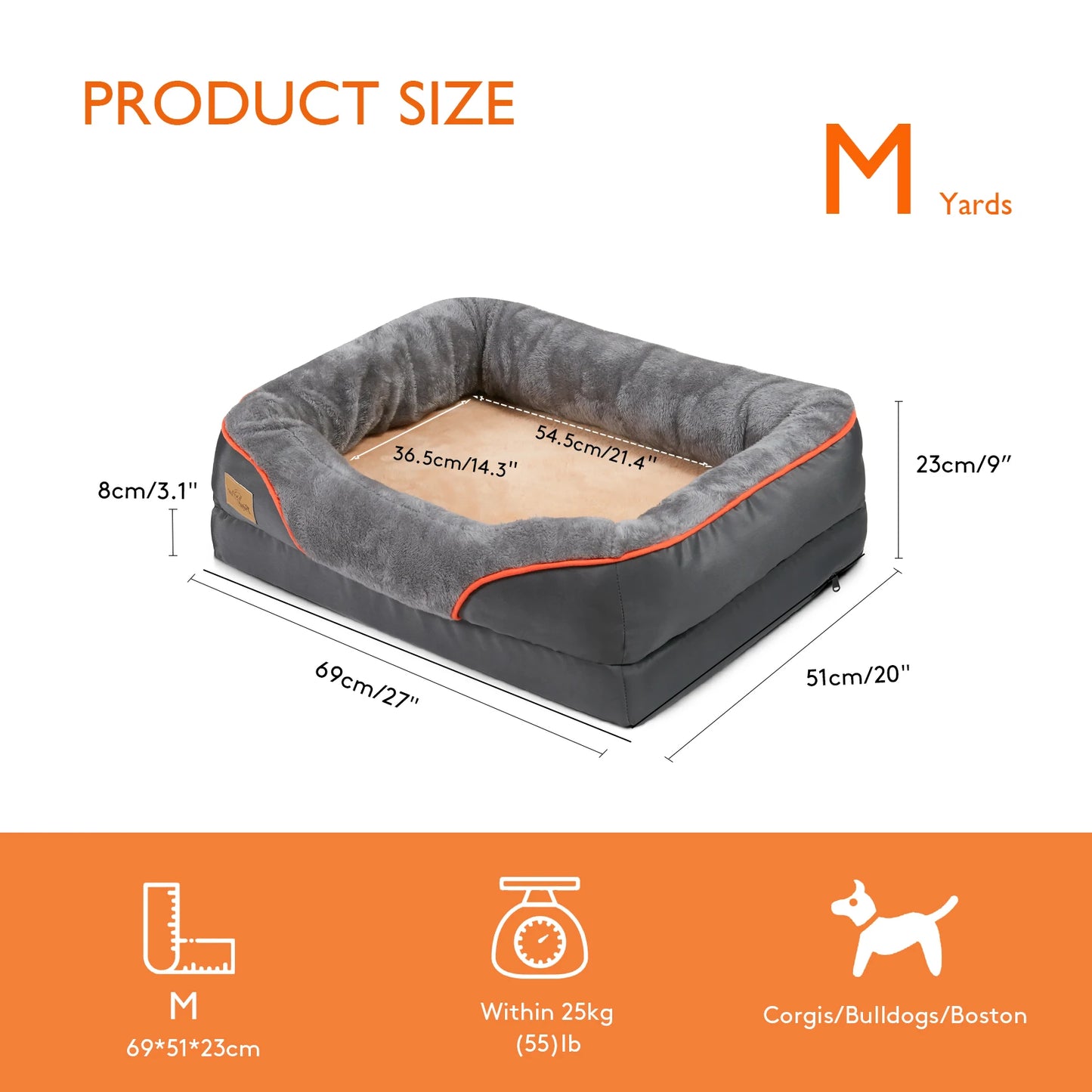 BINGOPAW Jumbo Orthopedic Memory Foam Dog Bed With Bolsters