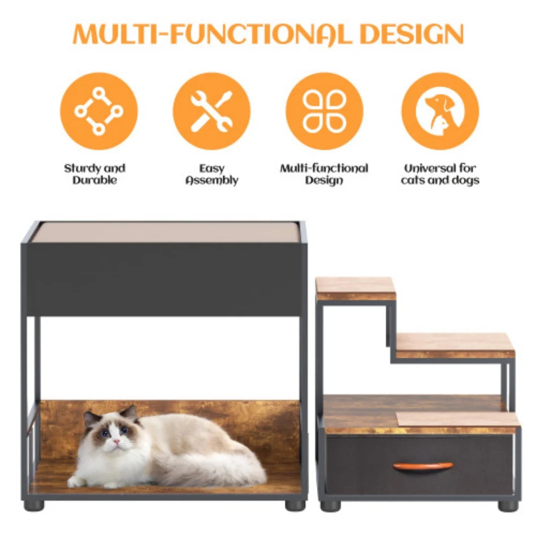 Dog Bunk Bed With Steps Storage And Elevated Window Perch