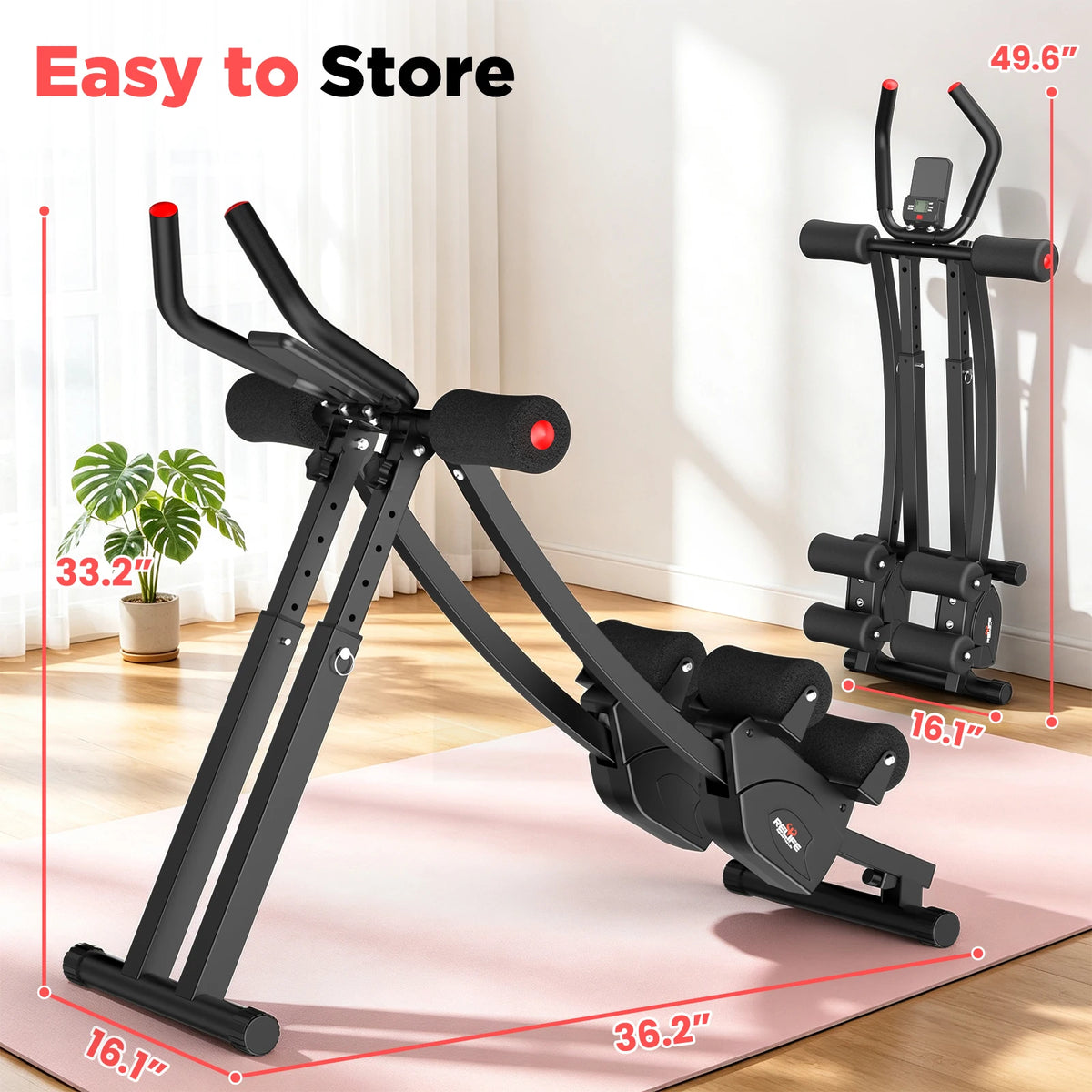 Foldable Dual Track Ab Trainer With Adjustable Resistance LCD Display