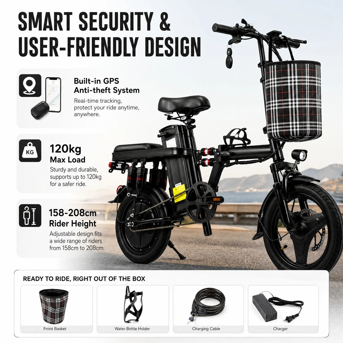 Portable Folding Electric Bike With Lithium Battery And Dual Suspension