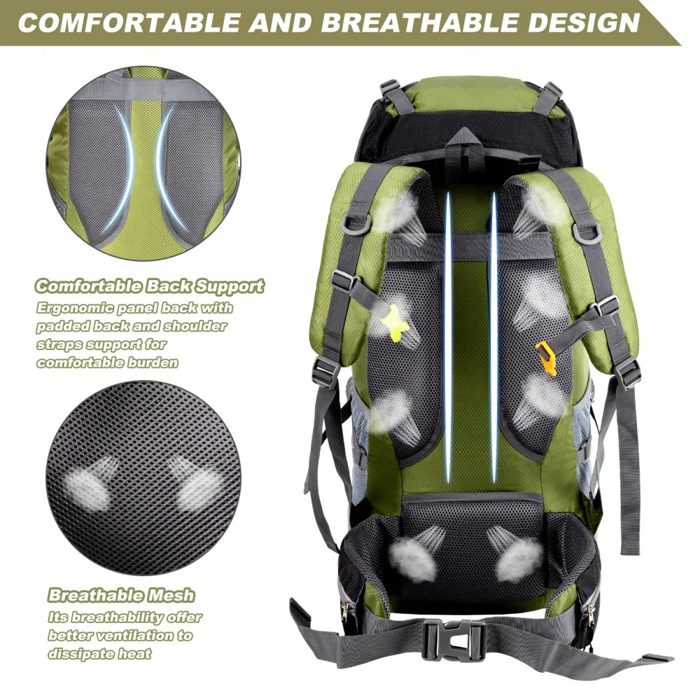 Night Cat Lightweight Hiking Backpack With Rain Cover For Camping