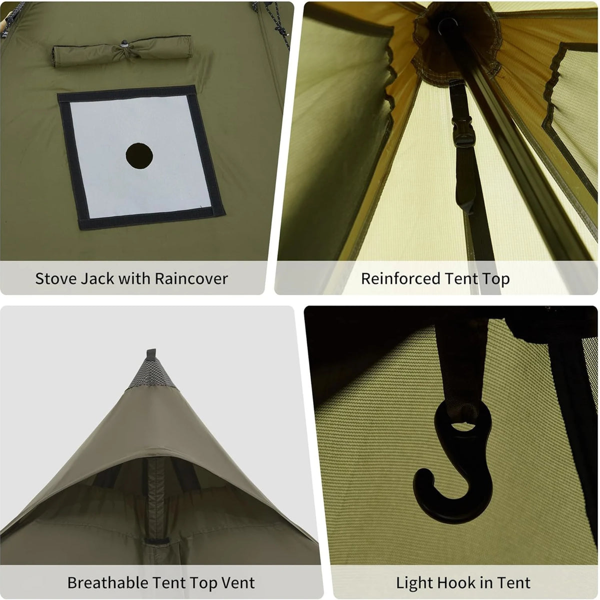 Naturehike Teepee Camping Tent With Chimney Window Flame Retardant Design
