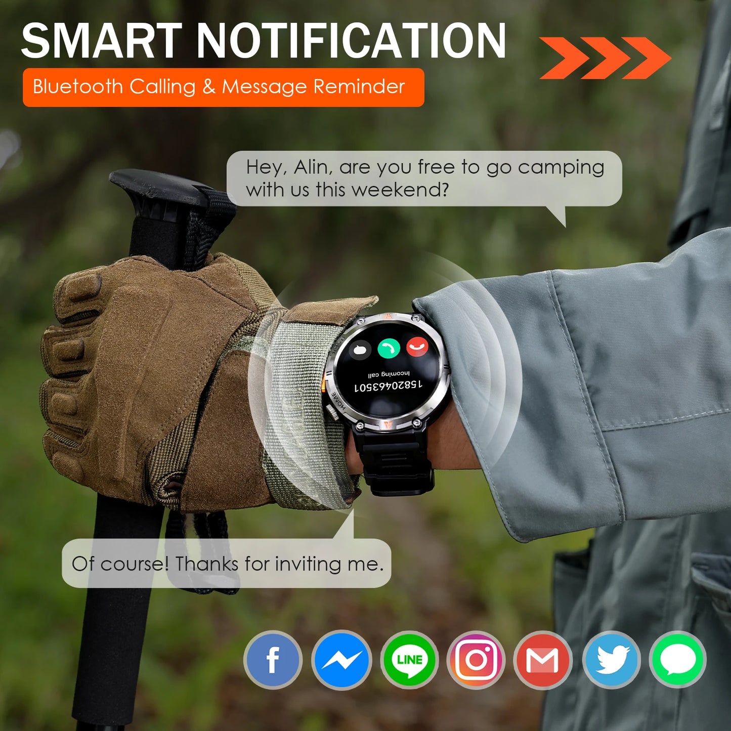 EIGIIS KE3 Bluetooth Smartwatch For Men With Health Monitor