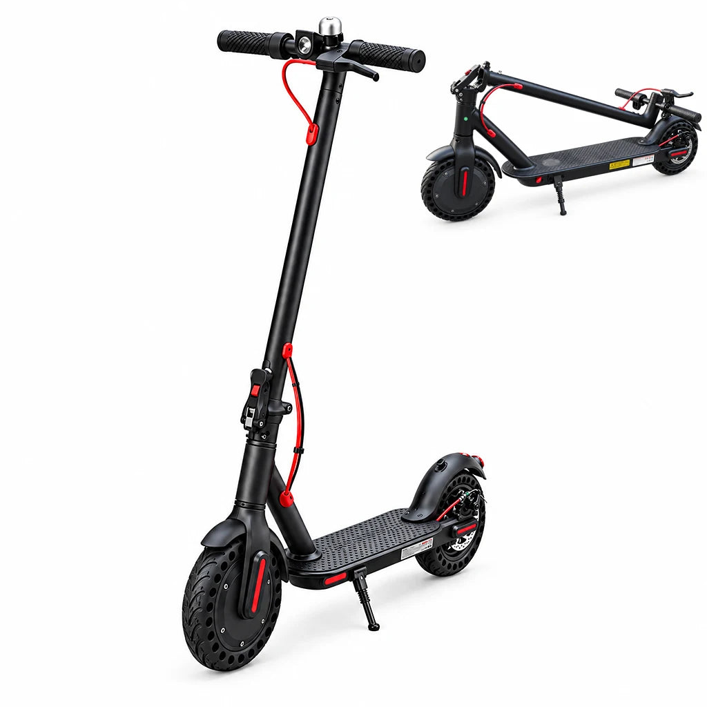 Adult Folding Electric Scooter With Solid Tires And LED Lights