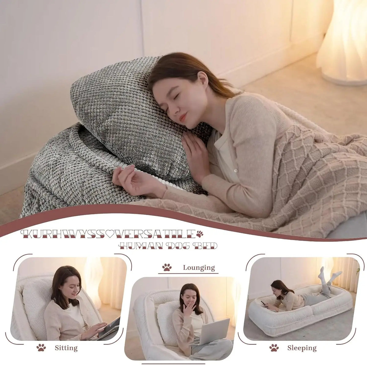 Convertible Upholstered Sofa Bed With Adjustable Backrest And Two Pillows