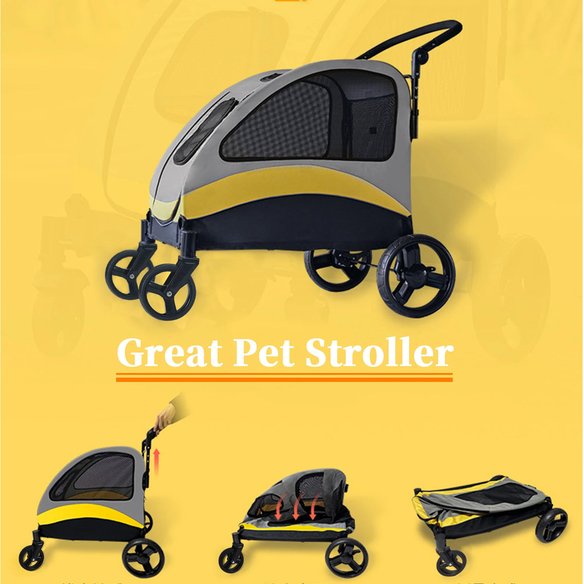 Portable Foldable Breathable Pet Stroller for Dogs and Cats Travel