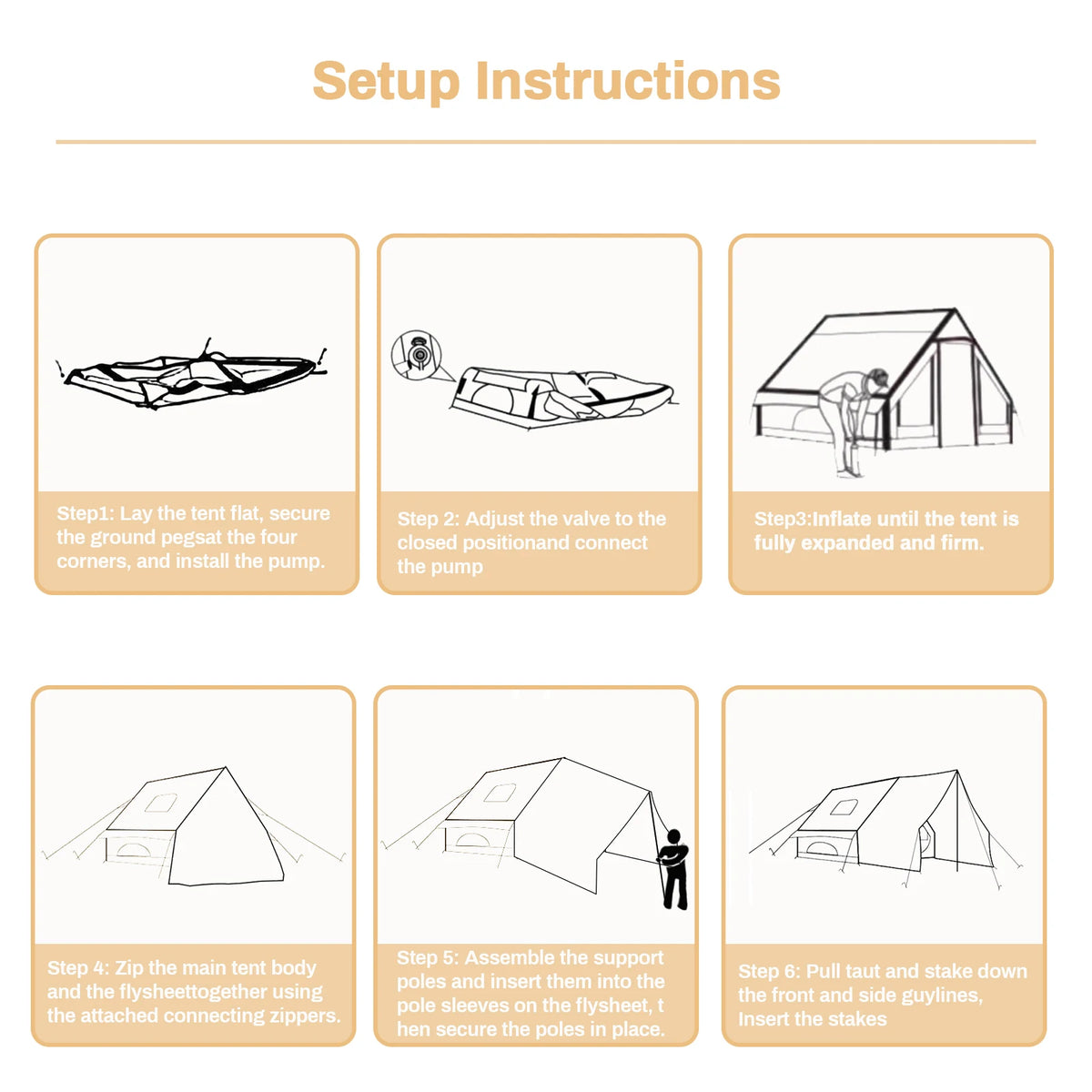 Pakicetus Inflatable Camping Tent With Extended Sun Canopy