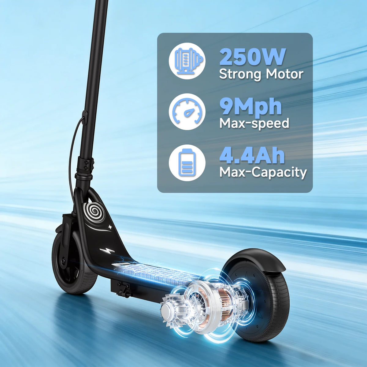 Ladped Electric Scooter for Kids With Three Speed Modes