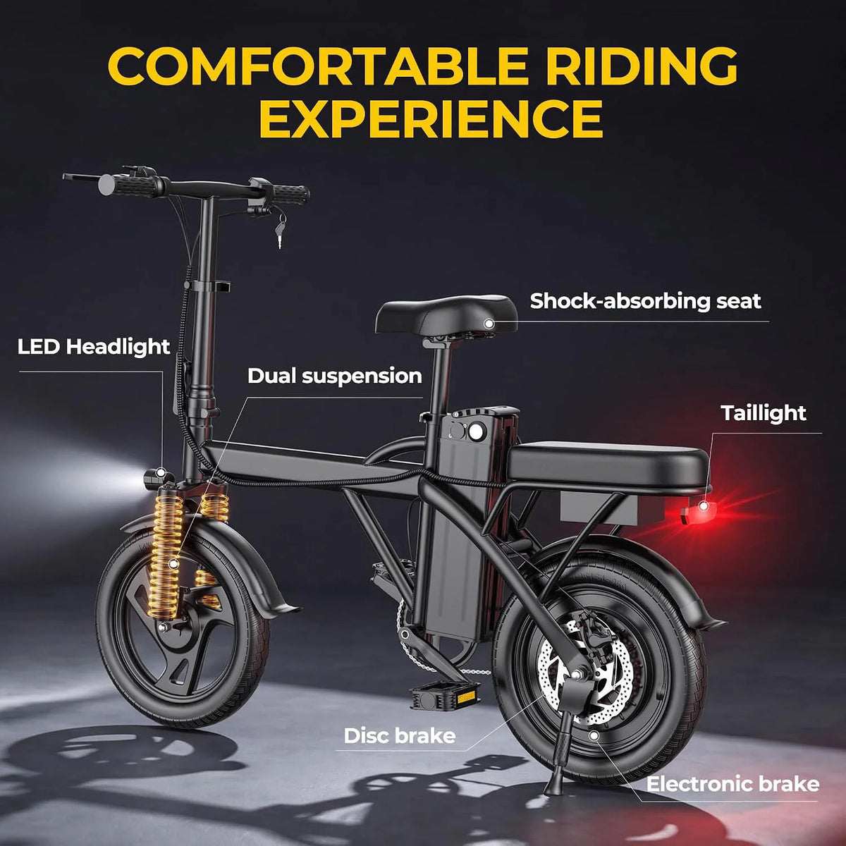 AOVOPRO Foldable Electric Bike With 500W Motor And Two Seats