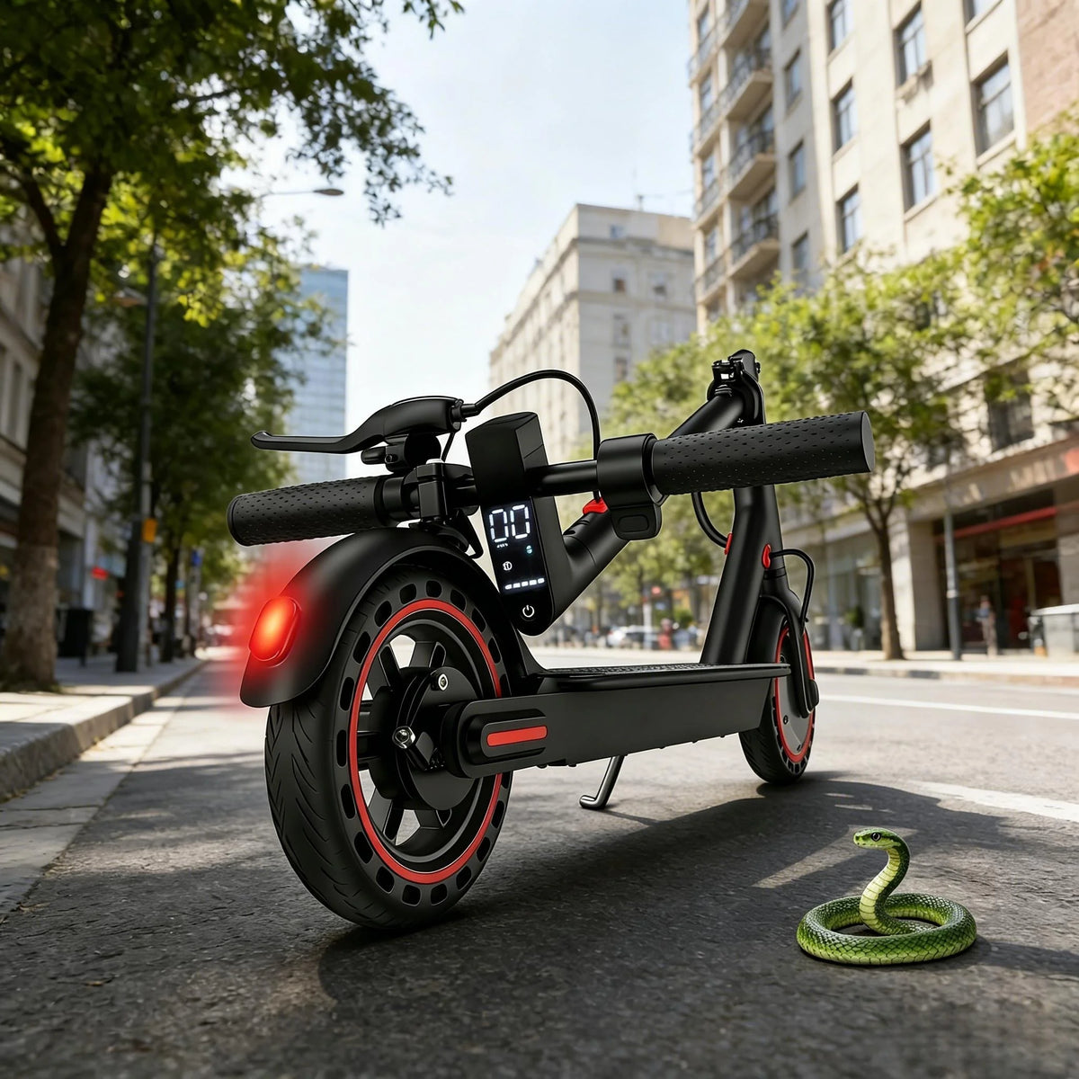 Foldable Electric Scooter with Solid Tires, Dual Brakes and Display