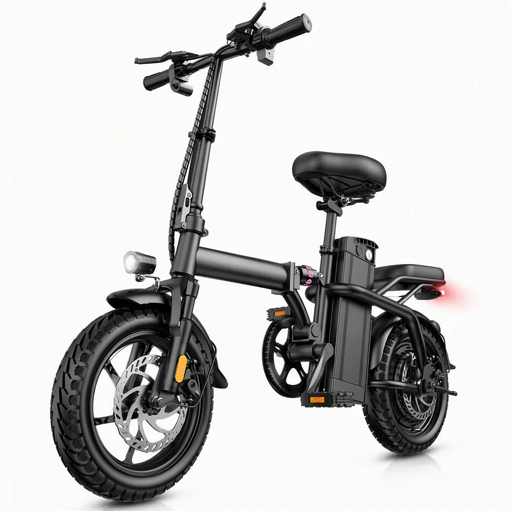 Folding Electric Bicycle With Triple Shock Absorption Dual Disc Brakes