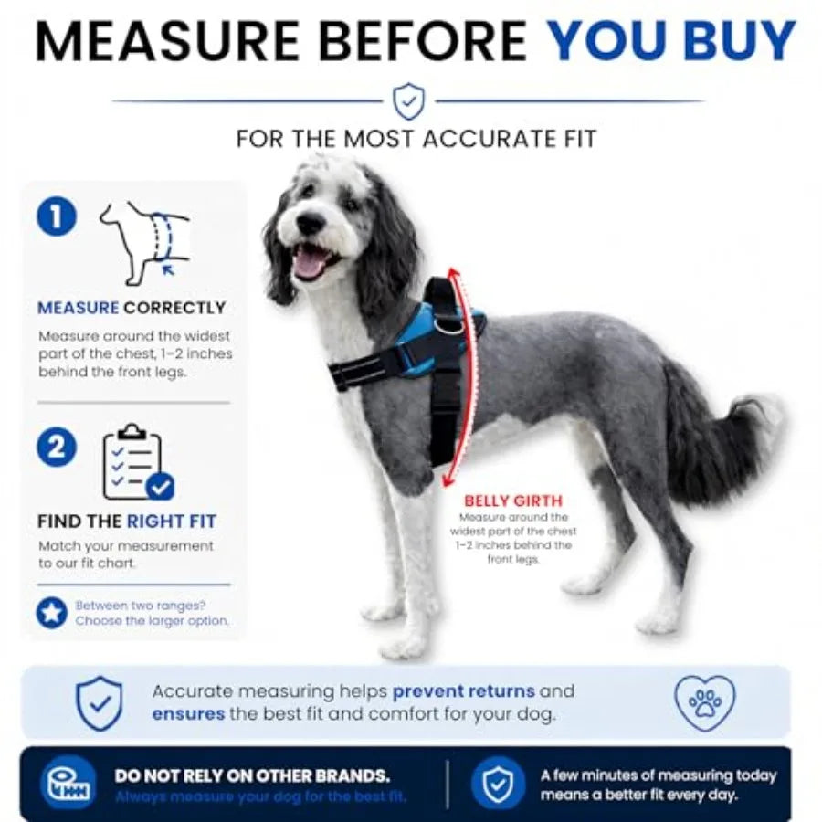 Reflective No Pull Dog Vest Harness With Three Leash Clips
