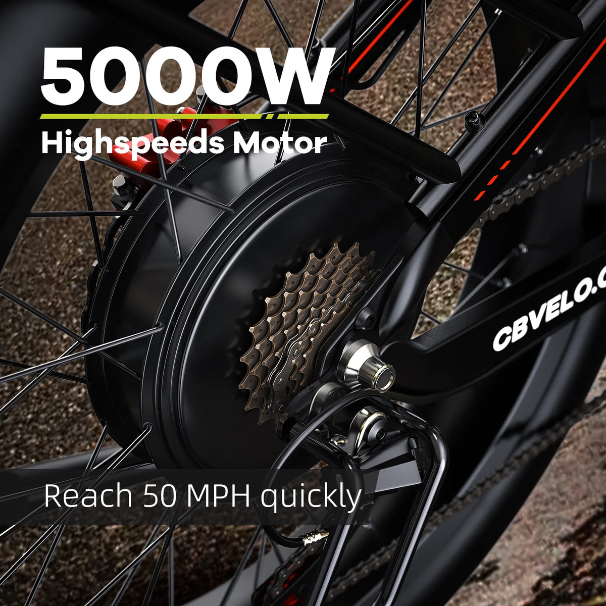Cybervelo 5000W Peak Fat Tire All Terrain Electric Mountain Bike