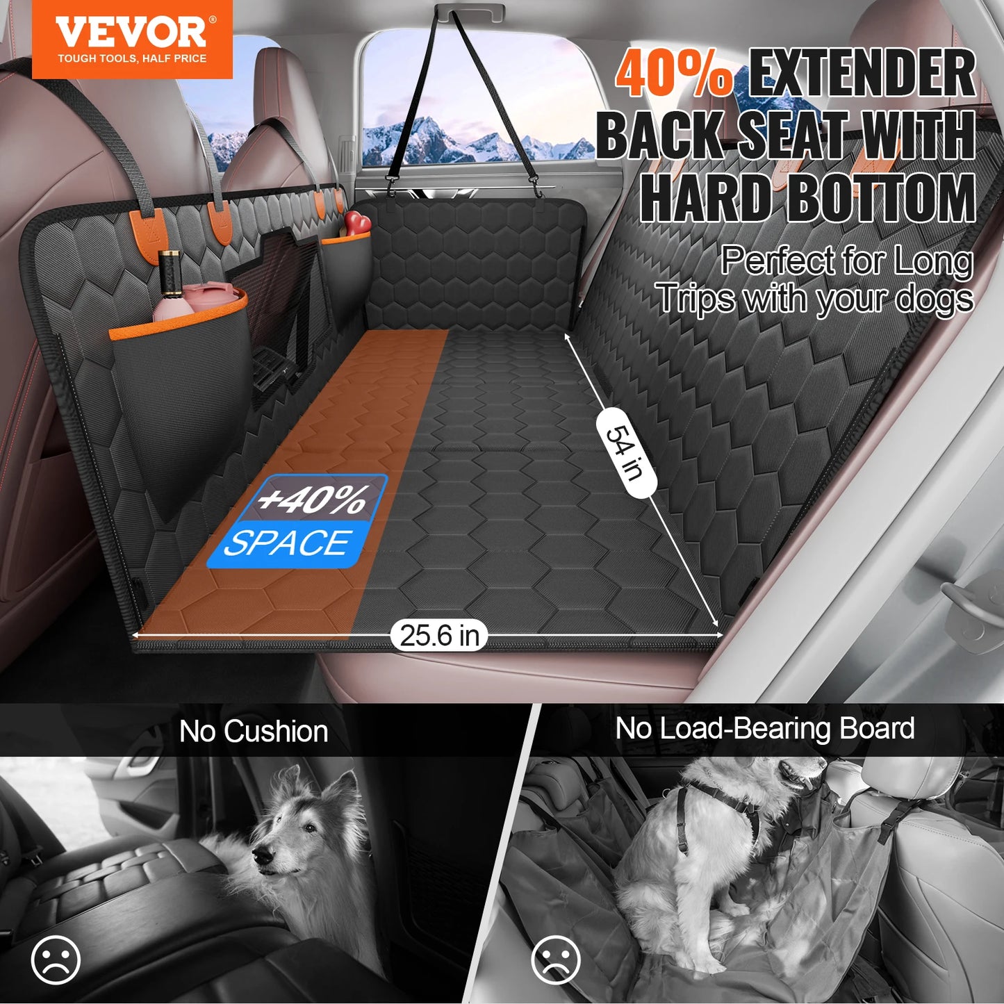 SucceBuy Back Seat Extender Dog Car Cover With Mesh Window