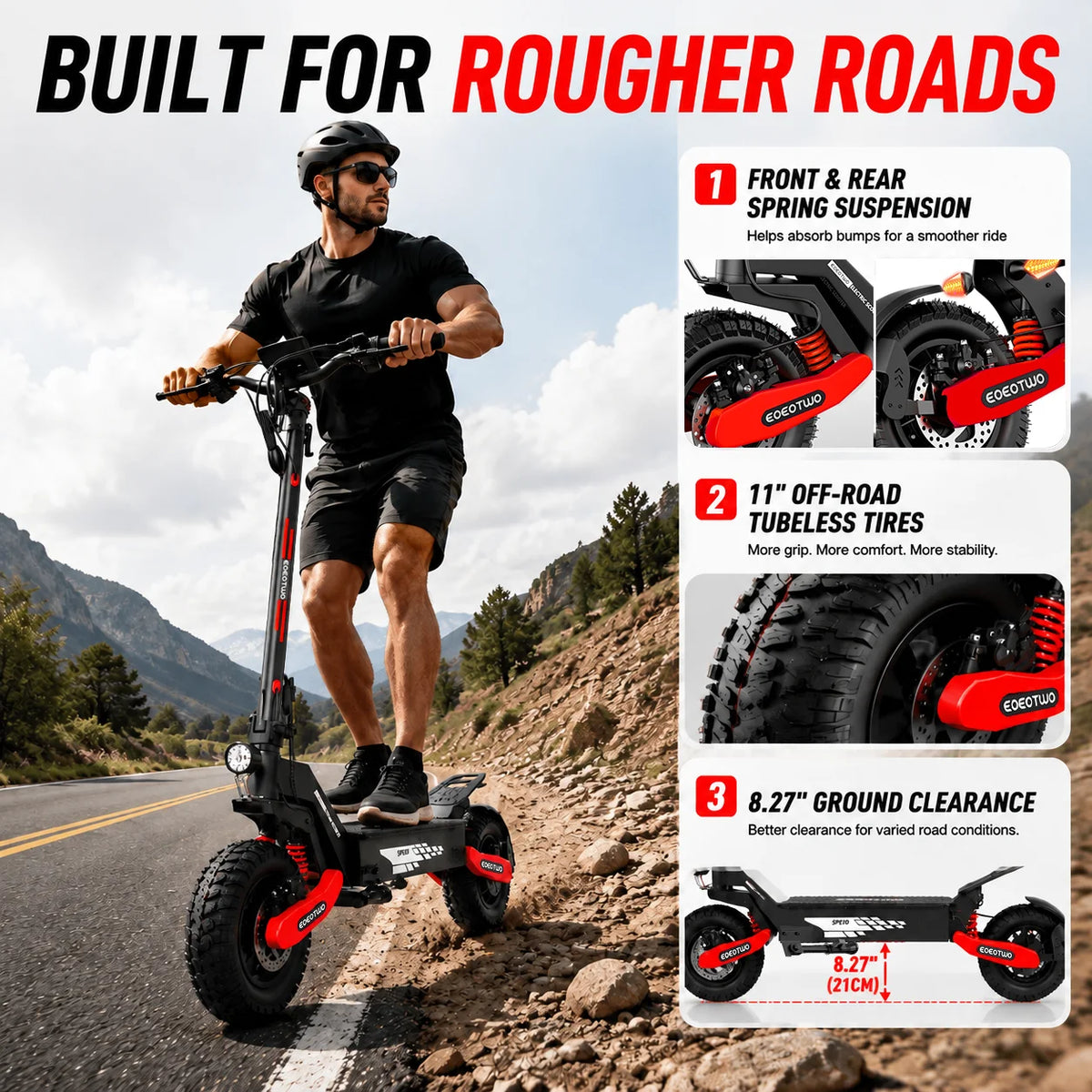 EOEOTWO GT06 Electric Scooter With 1200W Motor And Dual Suspension