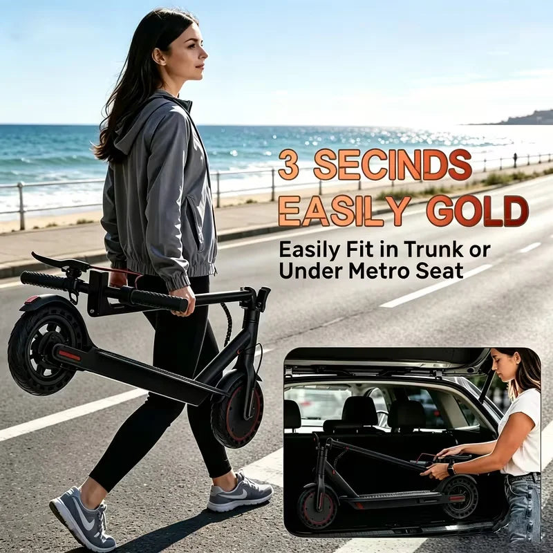 Adult Folding Electric Scooter With Solid Tires And LED Lights