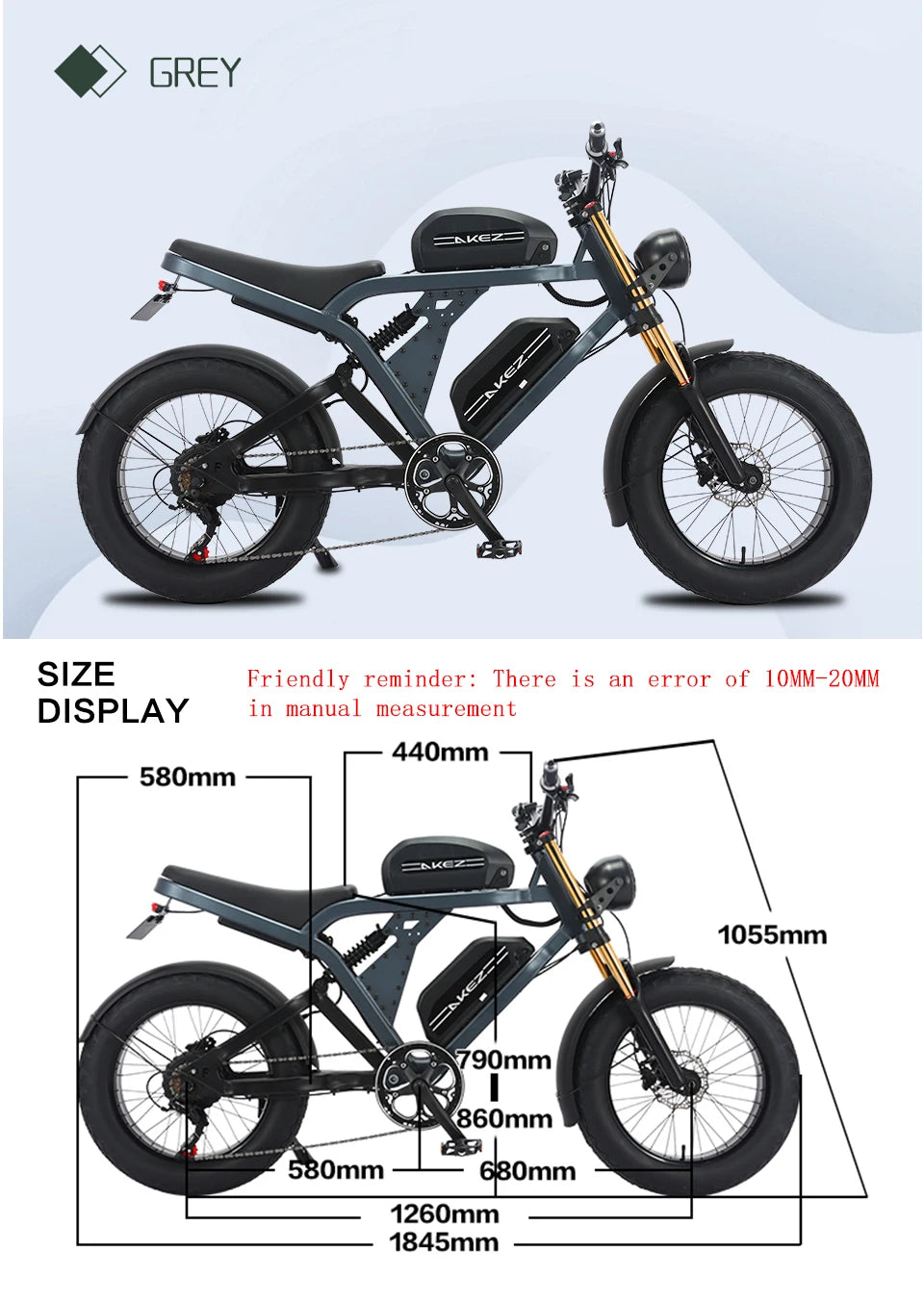 AKEZ King Kong 1500W Fat Tire Electric Bike Dual Suspension