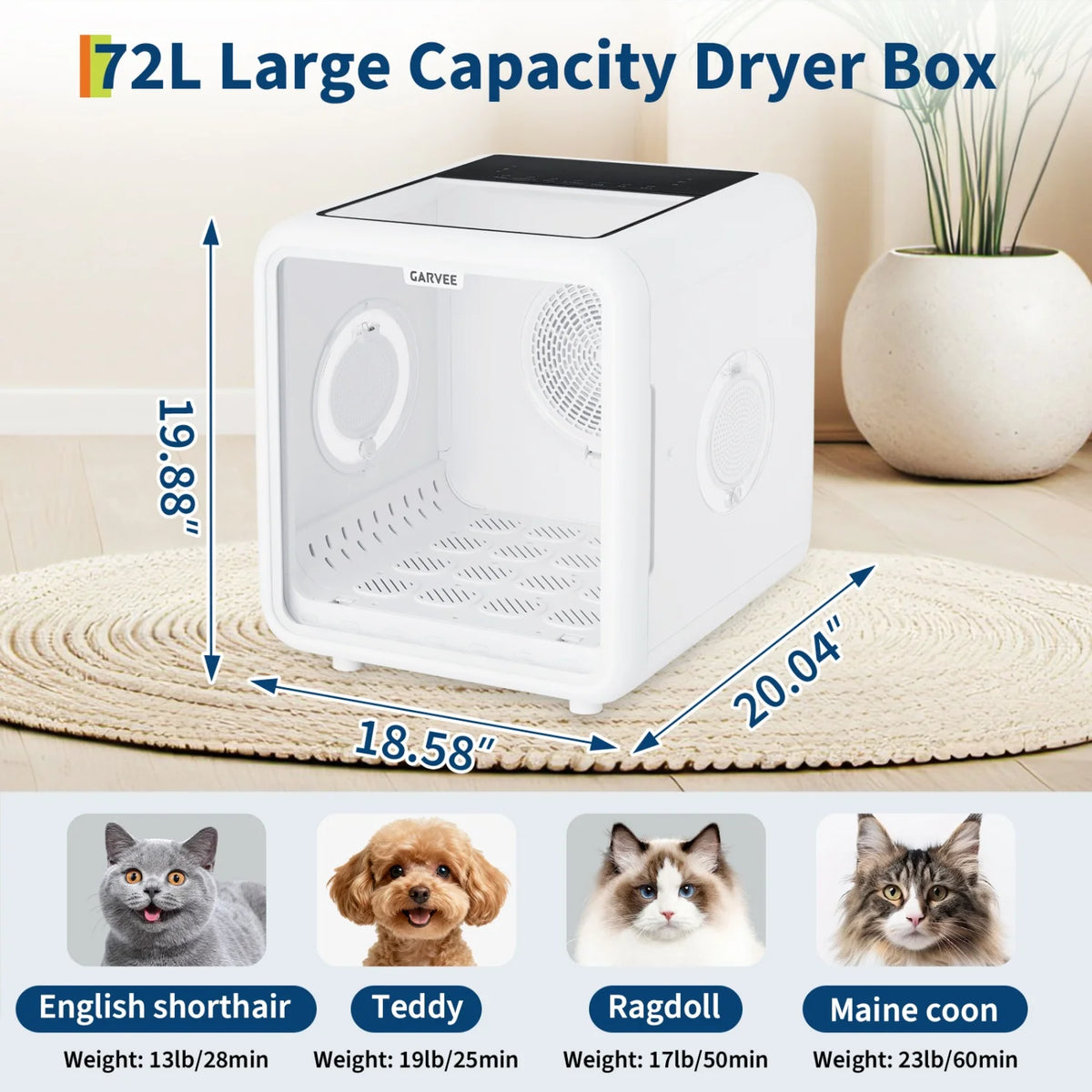 HiMISS Automatic Pet Dryer Box With Quiet Smart Temperature Control
