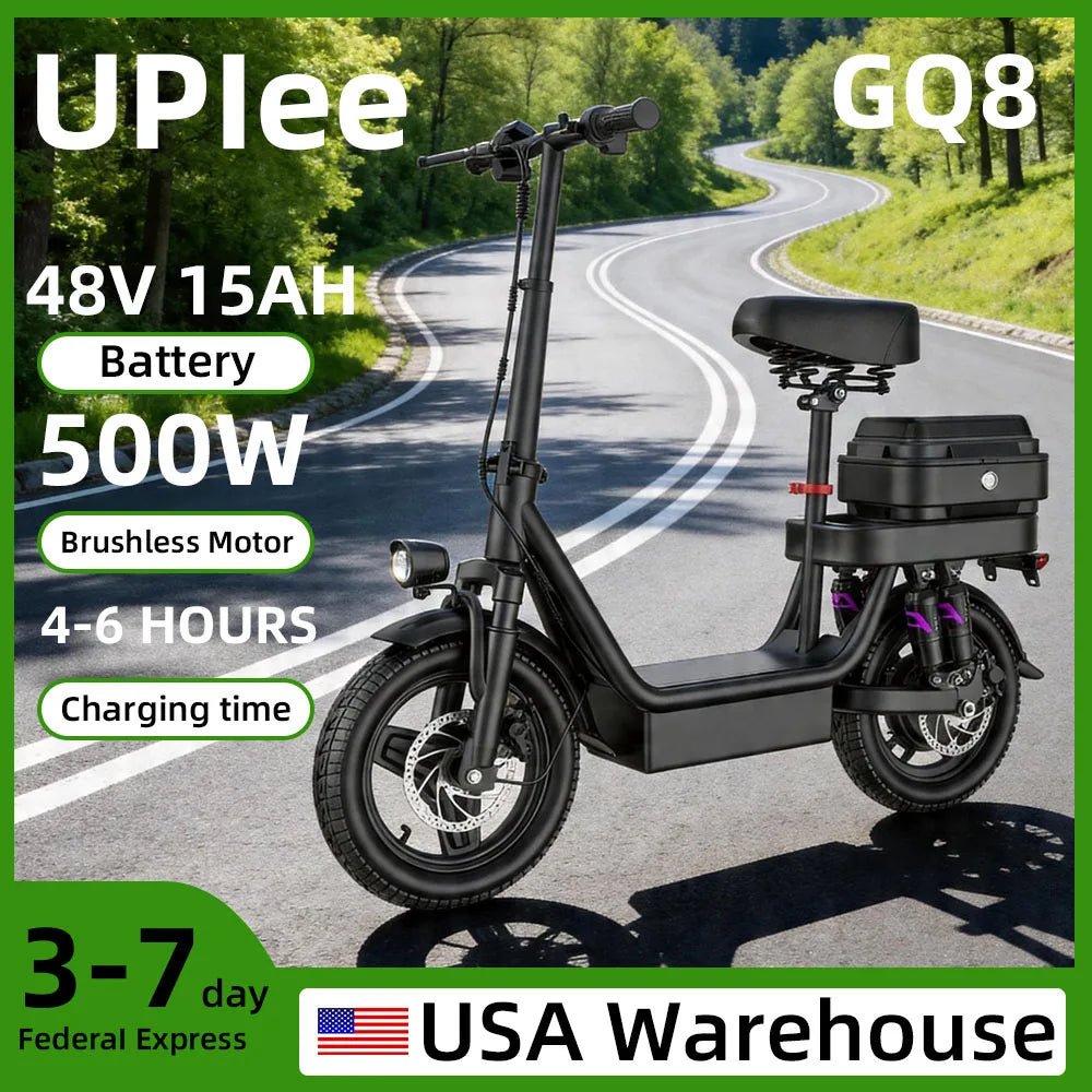 UPlee GQ8 Folding Fat Tire Electric Bike With 500W Peak Motor