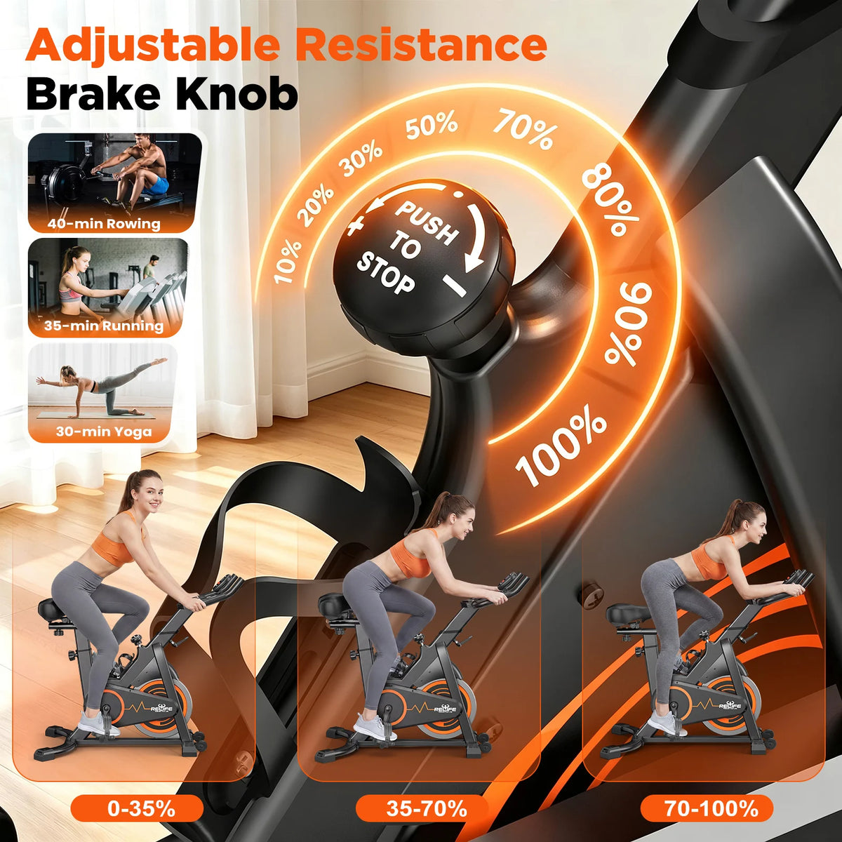 RELIFE Silent Belt Drive Indoor Cycling Bike With LCD Monitor