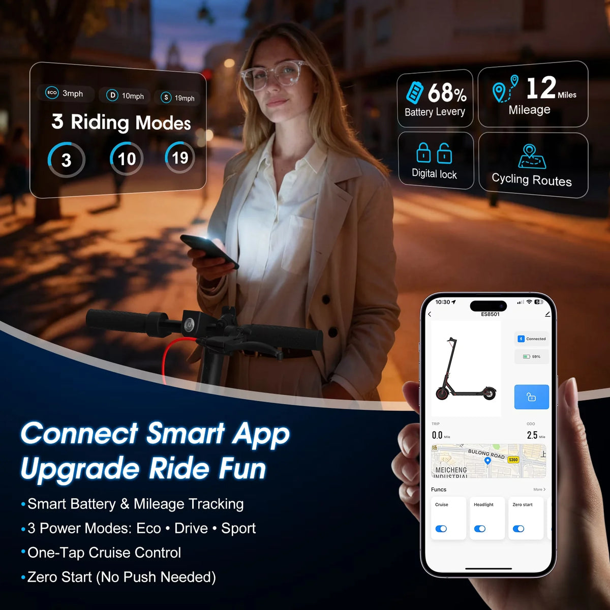 OBX Foldable Electric Scooter for Adults With App Control
