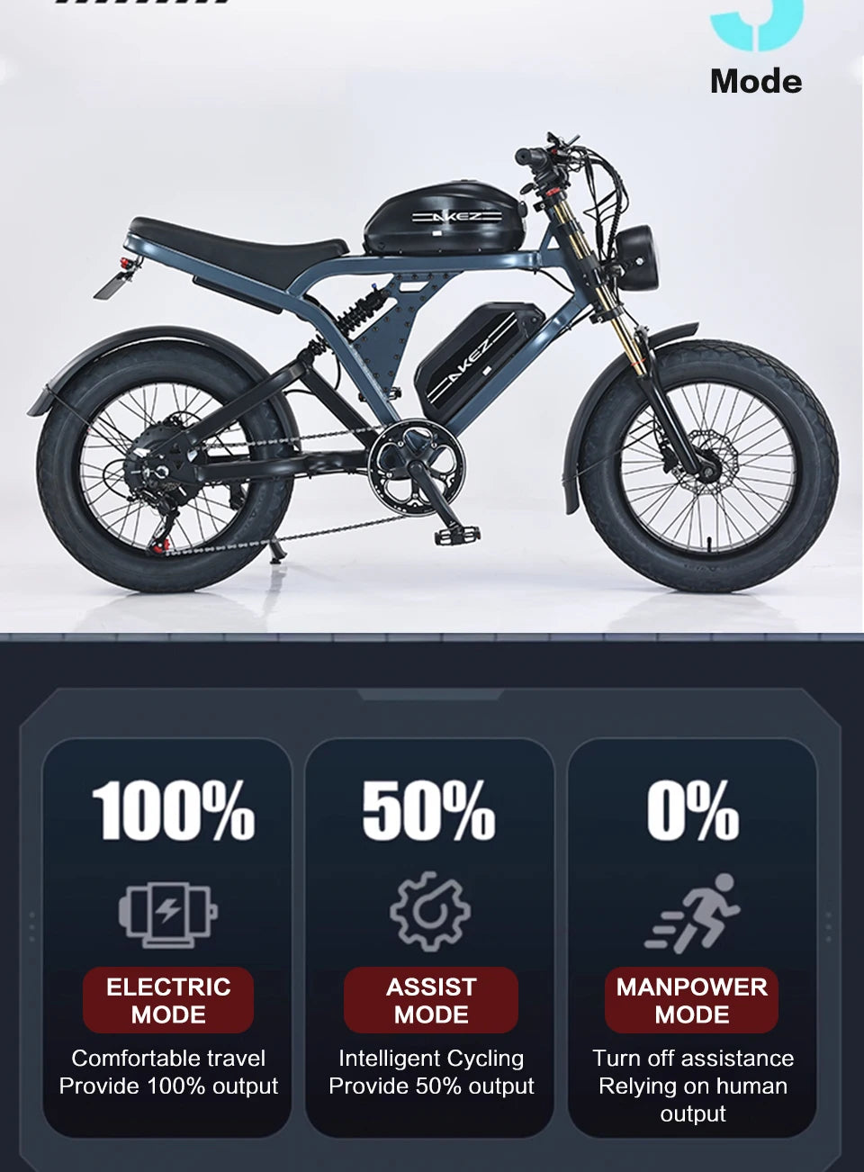 AKEZ King Kong 1500W Fat Tire Electric Bike Dual Suspension