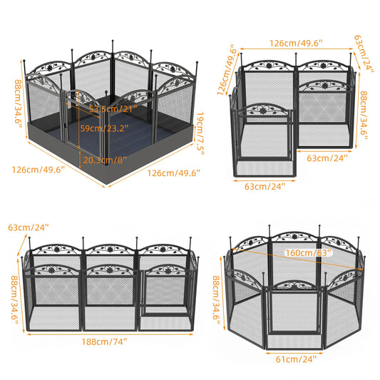 BINGOPAW 8 Panel Heavy Duty Dog Playpen Outdoor Metal Fence With Waterproof Pad