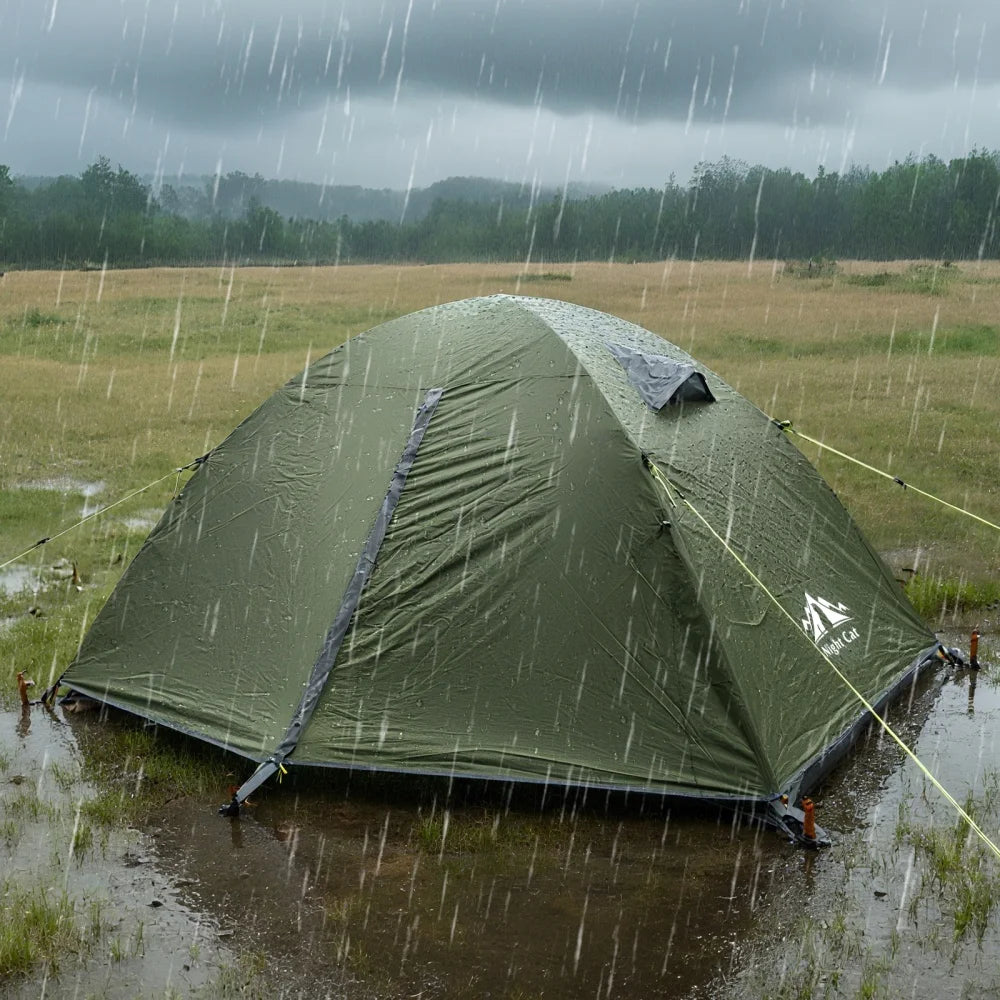 Night Cat Waterproof Two Person Backpacking Tent With Aluminum Poles