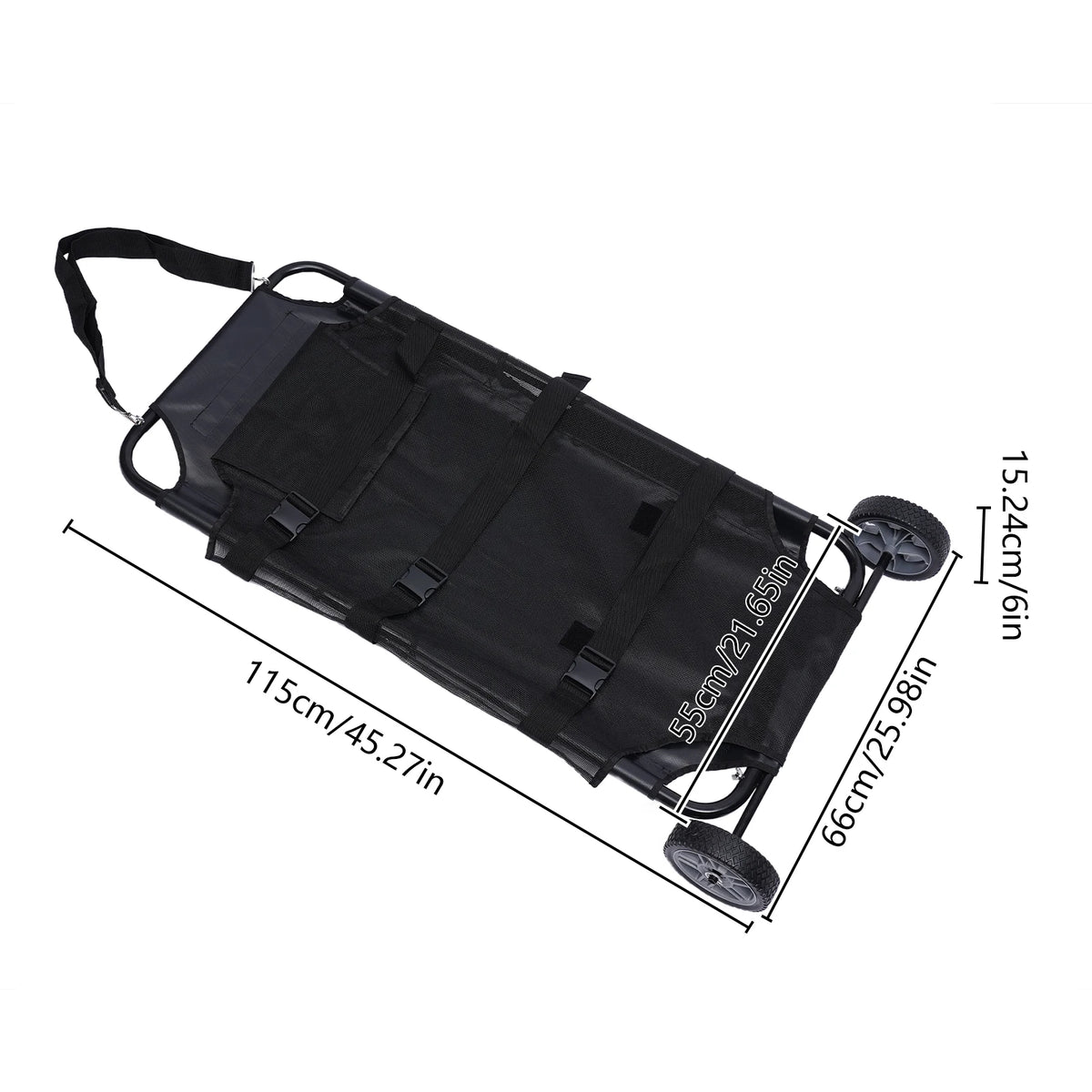 Foldable Pet Stretcher Carrier With Wheels And Adjustable Strap