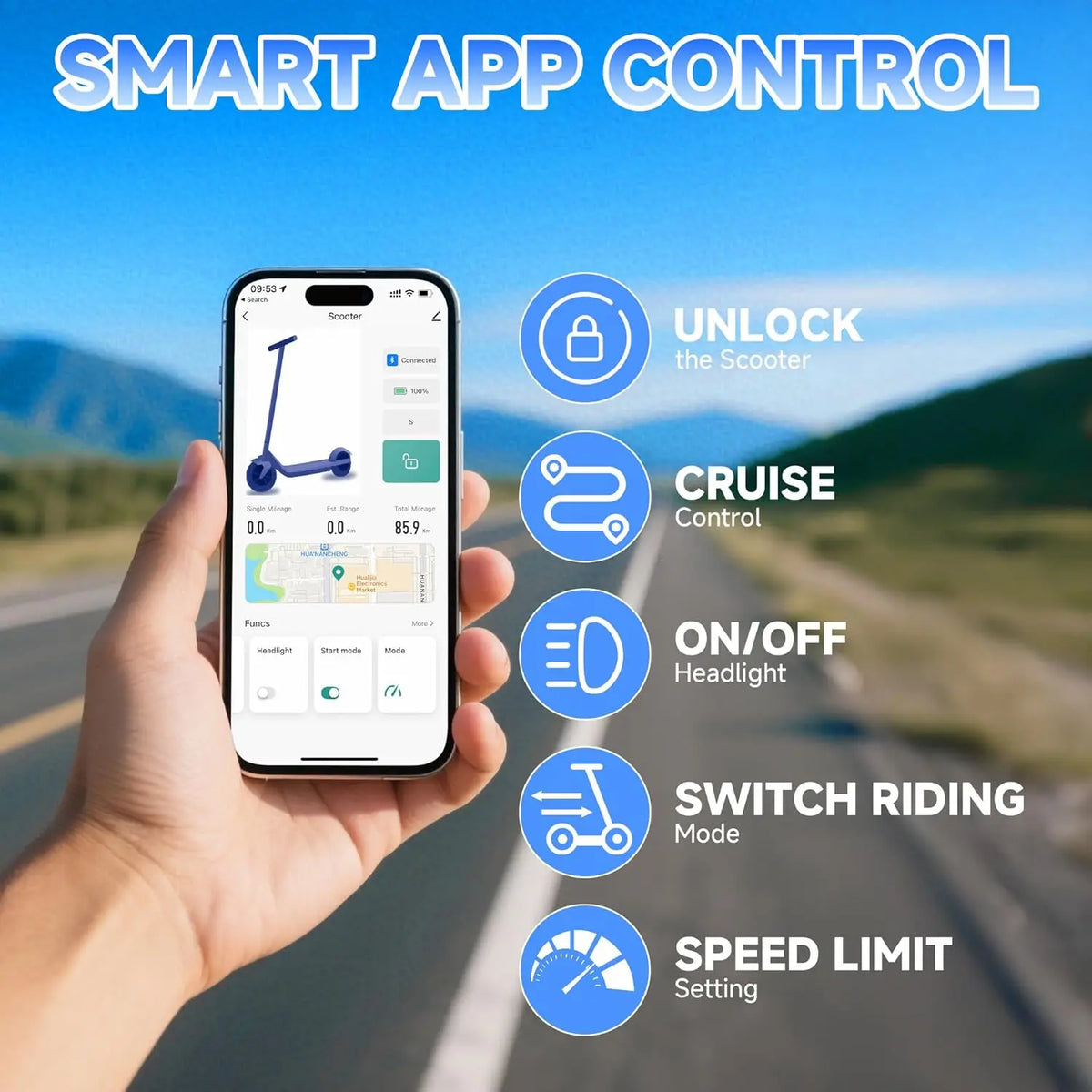 AOVOPRO 500W Electric Scooter With App Control And Dual Braking