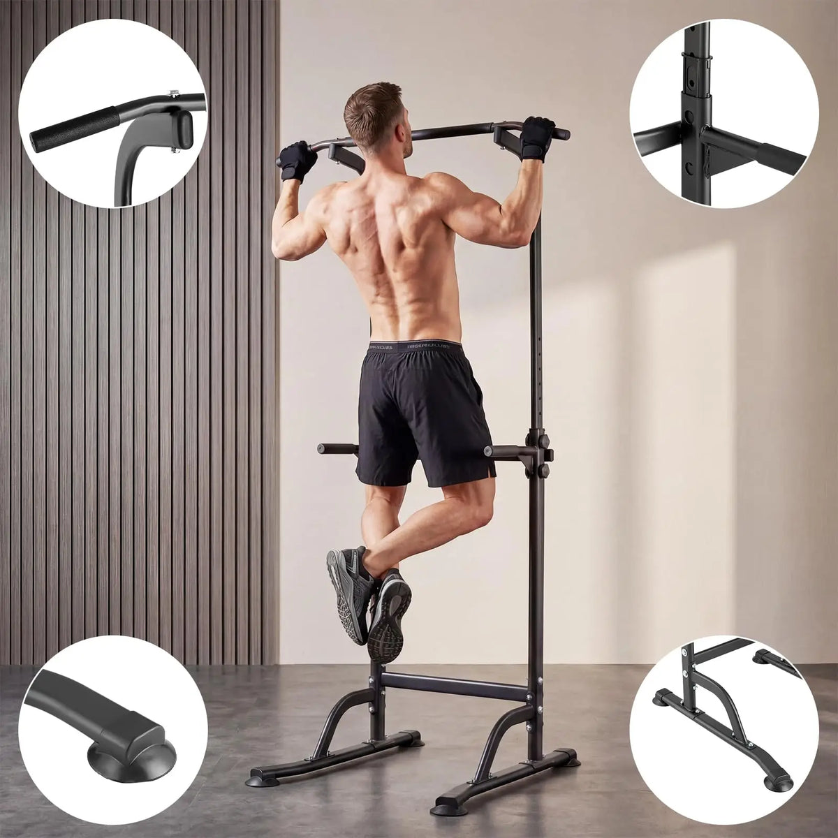 HiMISS Power Tower Dip Station Pull Up Bar Home Gym Equipment