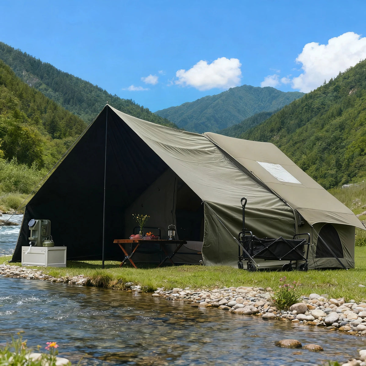 Pakicetus Inflatable Camping Tent With Extended Sun Canopy