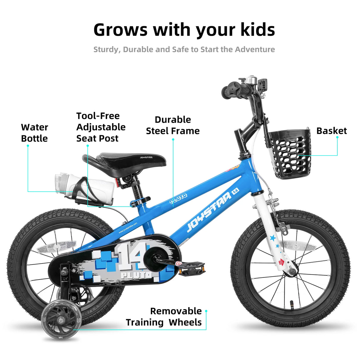 JOYSTAR Children Bicycle With Light Up Training Wheels Drum Brake